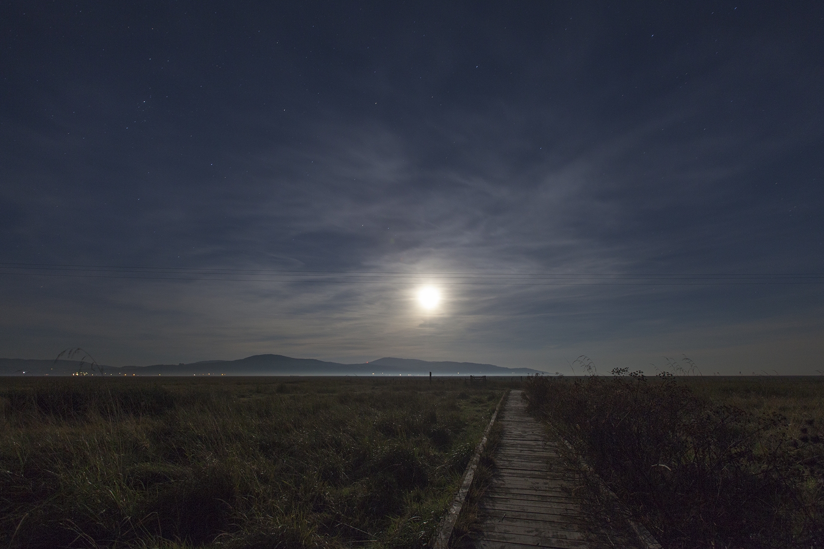 Salt marshes after dark, Wigtown
