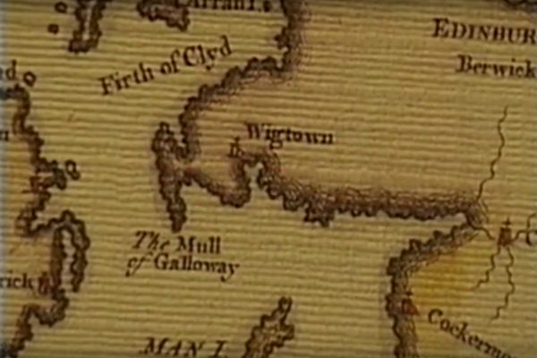 Old map image showing where Wigtown is situated in Dumfries and Galloway.