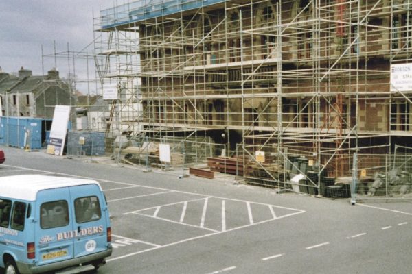 Wigtown County Buildings covered in scaffolding during a renovation. Work was carried out and completed in 2003.